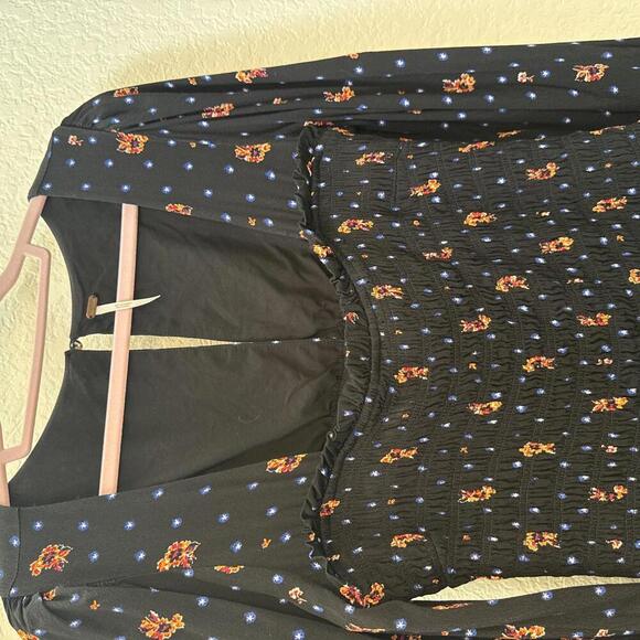 Women’s Free People Two Faces Printed Smocked Mini Dress Size Medium - Picture 2 of 8